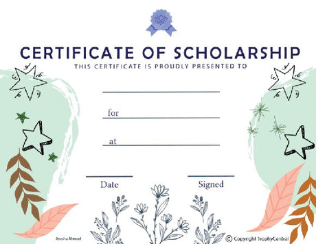 Award of Scholarship Certificate - Free Template