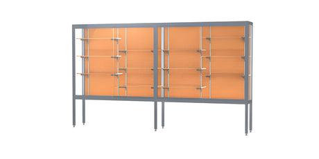 Challenger Aluminum Display Case, Cork Back w/ Satin Natural aluminum frame finish, 66"H x 120"W x 16"D
