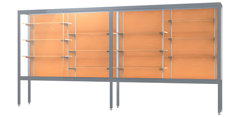 Challenger Aluminum Display Case, Cork Back w/ Satin Natural aluminum frame finish, 66"H x 144"W x 16"D