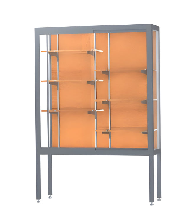 Challenger Aluminum Display Case, Cork Back w/ Satin Natural aluminum frame finish, 66"H x 48"W x 16"D