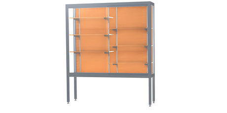 Challenger Aluminum Display Case, Cork Back w/ Satin Natural aluminum frame finish, 66"H x 60"W x 16"D