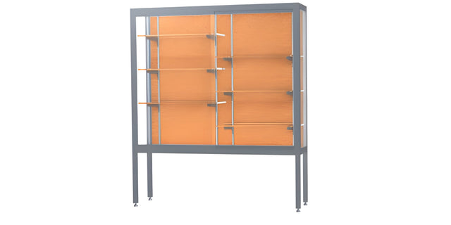 Challenger Aluminum Display Case, Cork Back w/ Satin Natural aluminum frame finish, 66"H x 60"W x 16"D