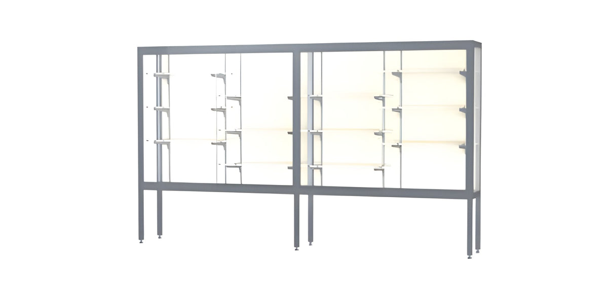 Challenger Aluminum Display Case, Plaque Fabric Back w/ Satin Natural aluminum frame finish, 66"H x 120"W x 16"D