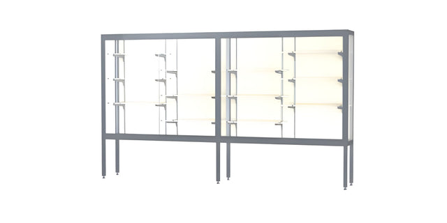 Challenger Aluminum Display Case, Plaque Fabric Back w/ Satin Natural aluminum frame finish, 66"H x 120"W x 16"D