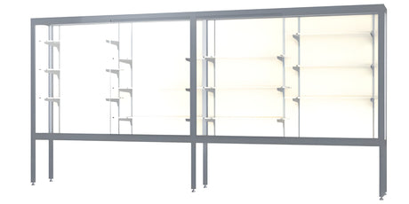 Challenger Aluminum Display Case, Plaque Fabric Back w/ Satin Natural aluminum frame finish, 66"H x 144"W x 16"D