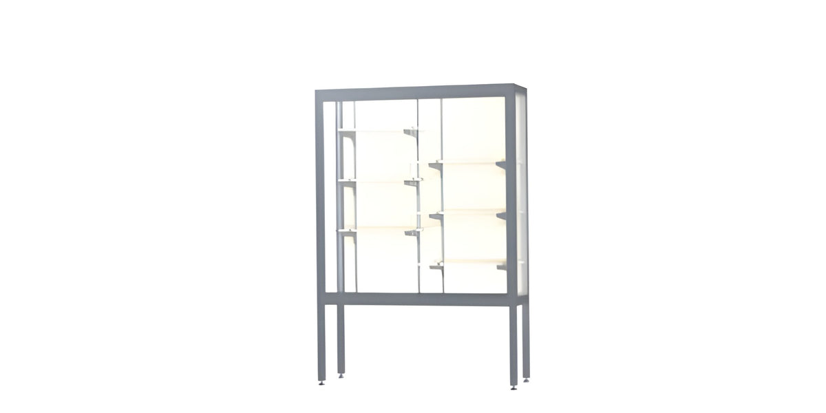 Challenger Aluminum Display Case, Plaque Fabric Back w/ Satin Natural aluminum frame finish, 66"H x 48"W x 16"D