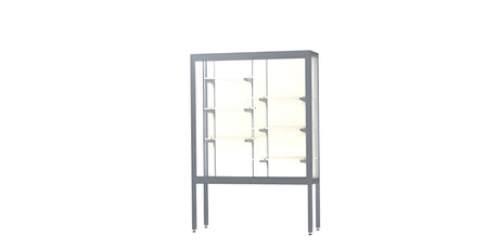 Challenger Aluminum Display Case, Plaque Fabric Back w/ Satin Natural aluminum frame finish, 66"H x 48"W x 16"D