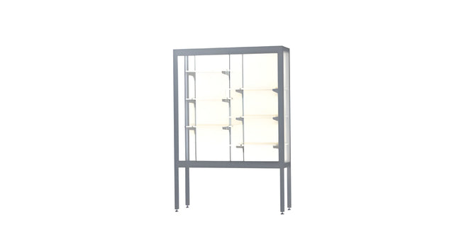 Challenger Aluminum Display Case, Plaque Fabric Back w/ Satin Natural aluminum frame finish, 66"H x 48"W x 16"D