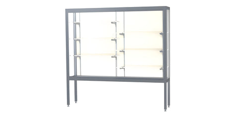 Challenger Aluminum Display Case, Plaque Fabric Back w/ Satin Natural aluminum frame finish, 66"H x 72"W x 16"D