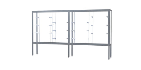 Challenger Aluminum Display Case, White Laminate Back w/ Satin Natural aluminum frame finish, 66"H x 120"W x 16"D