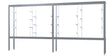 Challenger Aluminum Display Case, White Laminate Back w/ Satin Natural aluminum frame finish, 66"H x 144"W x 16"D
