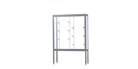 Challenger Aluminum Display Case, White Laminate Back w/ Satin Natural aluminum frame finish, 66"H x 48"W x 16"D
