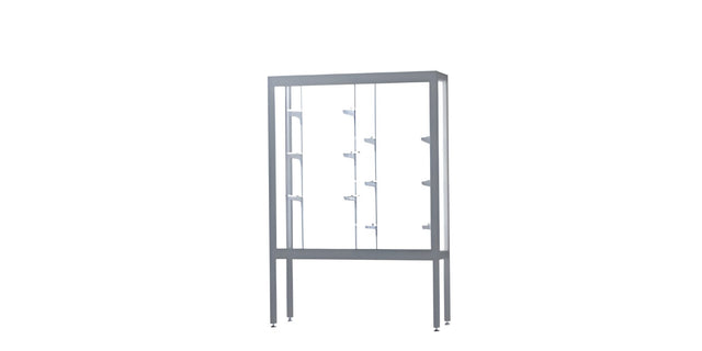 Challenger Aluminum Display Case, White Laminate Back w/ Satin Natural aluminum frame finish, 66"H x 48"W x 16"D