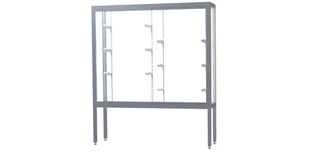 Challenger Aluminum Display Case, White Laminate Back w/ Satin Natural aluminum frame finish, 66"H x 60"W x 16"D