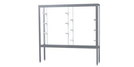 Challenger Aluminum Display Case, White Laminate Back w/ Satin Natural aluminum frame finish, 66"H x 72"W x 16"D