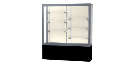 Challenger Black Laminate Display Case, Plaque Fabric Back w/ Satin Natural aluminum frame finish, 66"H x 60"W x 16"D
