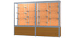 Challenger Light Oak Vinyl Display Case, Cork Back w/ Satin Natural aluminum frame finish, 66"H x 96"W x 16"D