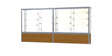 Challenger Light Oak Vinyl Display Case, Plaque Fabric Back w/ Satin Natural aluminum frame finish, 66"H x 144"W x 16"D