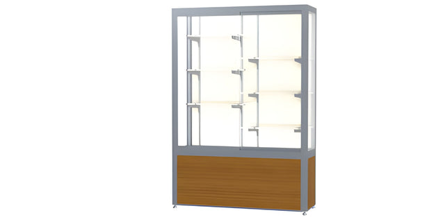 Challenger Light Oak Vinyl Display Case, Plaque Fabric Back w/ Satin Natural aluminum frame finish, 66"H x 48"W x 16"D