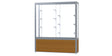 Challenger Light Oak Vinyl Display Case, White Laminate Back w/ Satin Natural aluminum frame finish, 66"H x 60"W x 16"D