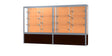 Challenger Walnut Vinyl Display Case, Cork Back w/ Satin Natural aluminum frame finish, 66"H x 120"W x 16"D