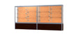 Challenger Walnut Vinyl Display Case, Cork Back w/ Satin Natural aluminum frame finish, 66"H x 144"W x 16"D