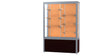 Challenger Walnut Vinyl Display Case, Cork Back w/ Satin Natural aluminum frame finish, 66"H x 48"W x 16"D