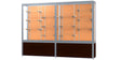 Challenger Walnut Vinyl Display Case, Cork Back w/ Satin Natural aluminum frame finish, 66"H x 96"W x 16"D