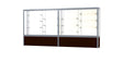 Challenger Walnut Vinyl Display Case, Plaque Fabric Back w/ Satin Natural aluminum frame finish, 66"H x 144"W x 16"D