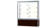 Challenger Walnut Vinyl Display Case, Plaque Fabric Back w/ Satin Natural aluminum frame finish, 66"H x 60"W x 16"D