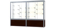 Challenger Walnut Vinyl Display Case, Plaque Fabric Back w/ Satin Natural aluminum frame finish, 66"H x 96"W x 16"D