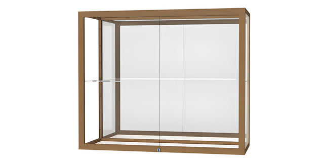 Champion Wall-Mounted Display Case w/ Mirror Back and Champagne Aluminum Frame, 1 Shelf, 30"H x 36"W x 14"D