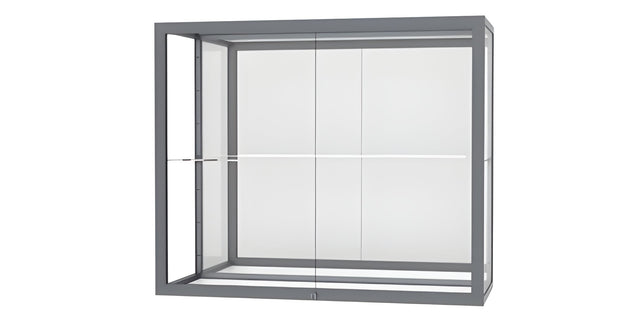 Champion Wall-Mounted Display Case w/ Mirror Back and Satin Natural Aluminum Frame, 1 Shelf, 30"H x 36"W x 14"D