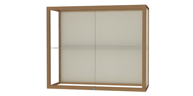 Champion Wall-Mounted Display Case w/ Plaque Fabric Back and Champagne Aluminum Frame, 1 Shelf, 30"H x 36"W x 14"D