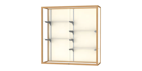 Champion Wall-Mounted Display Case w/ Plaque Fabric Back and Champagne Aluminum Frame, 48"H x 48"W x 16"D