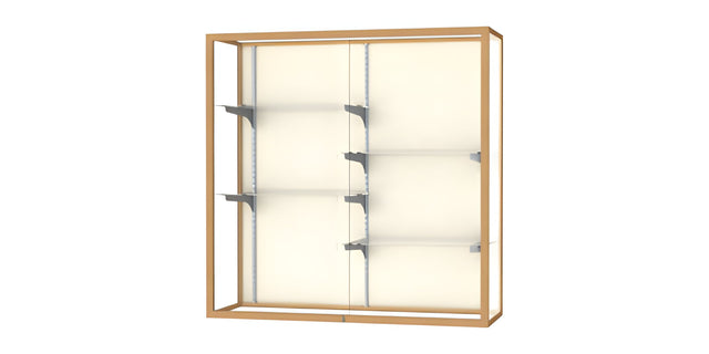 Champion Wall-Mounted Display Case w/ Plaque Fabric Back and Champagne Aluminum Frame, 48"H x 48"W x 16"D
