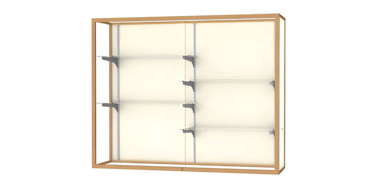 Champion Wall-Mounted Display Case w/ Plaque Fabric Back and Champagne Aluminum Frame, 48"H x 60"W x 16"D
