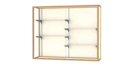 Champion Wall-Mounted Display Case w/ Plaque Fabric Back and Champagne Aluminum Frame, 48"H x 60"W x 16"D
