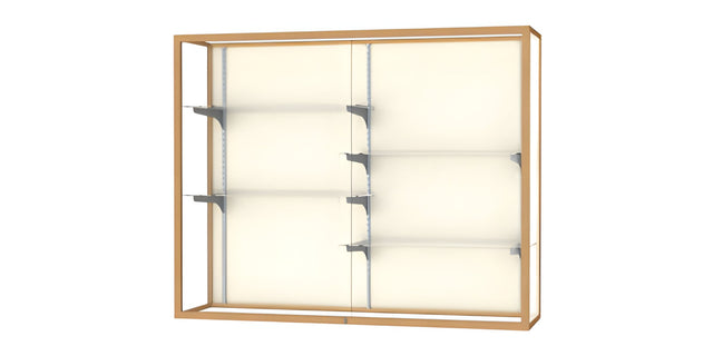 Champion Wall-Mounted Display Case w/ Plaque Fabric Back and Champagne Aluminum Frame, 48"H x 60"W x 16"D