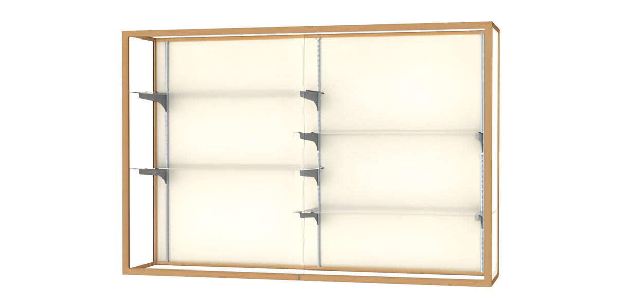 Champion Wall-Mounted Display Case w/ Plaque Fabric Back and Champagne Aluminum Frame, 48"H x 72"W x 16"D