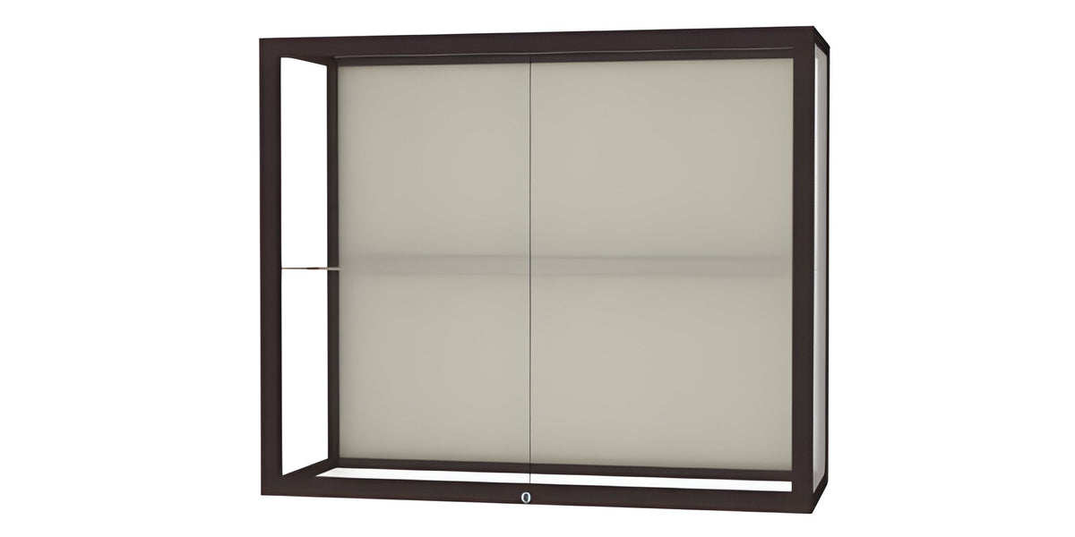 Champion Wall-Mounted Display Case w/ Plaque Fabric Back and Dark Bronze Aluminum Frame, 1 Shelf, 30"H x 36"W x 14"D