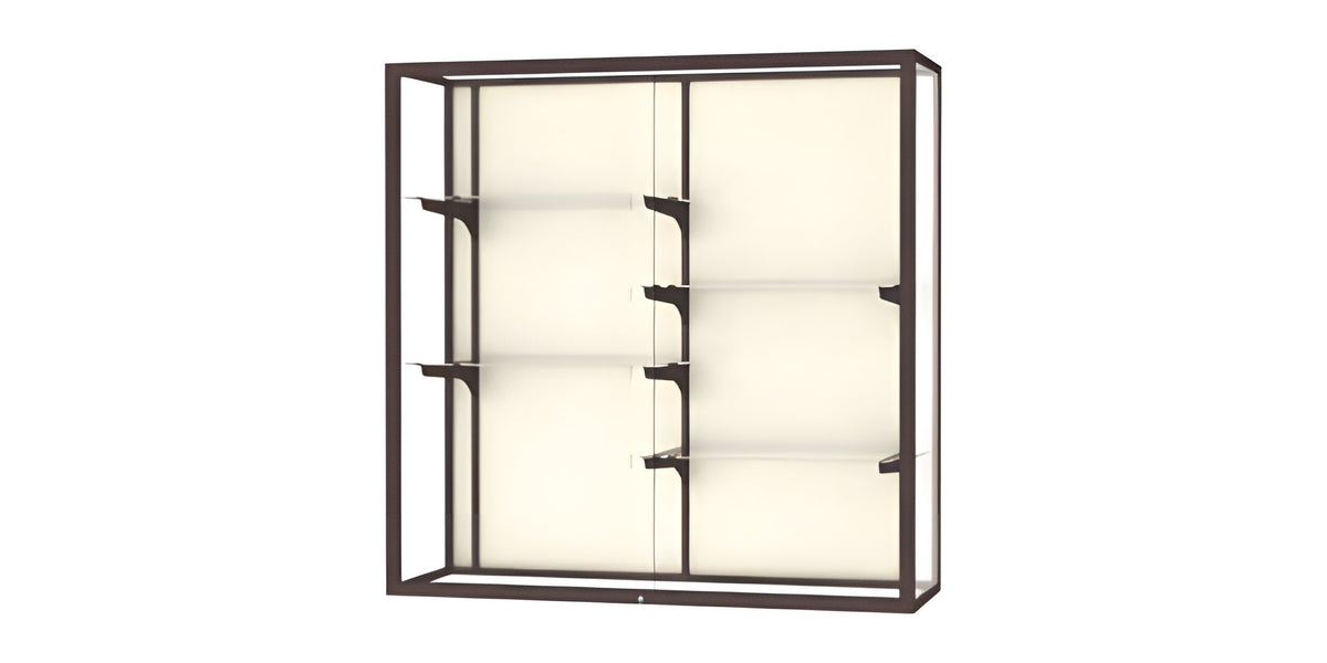 Champion Wall-Mounted Display Case w/ Plaque Fabric Back and Dark Bronze Aluminum Frame, 48"H x 48"W x 16"D