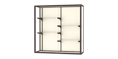Champion Wall-Mounted Display Case w/ Plaque Fabric Back and Dark Bronze Aluminum Frame, 48"H x 48"W x 16"D