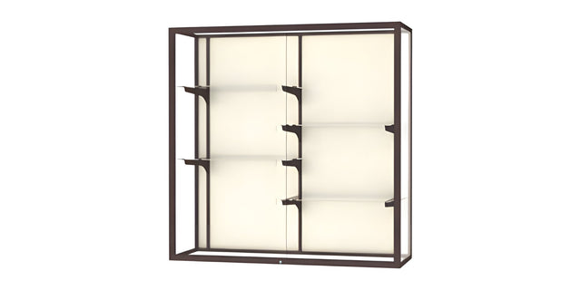 Champion Wall-Mounted Display Case w/ Plaque Fabric Back and Dark Bronze Aluminum Frame, 48"H x 48"W x 16"D
