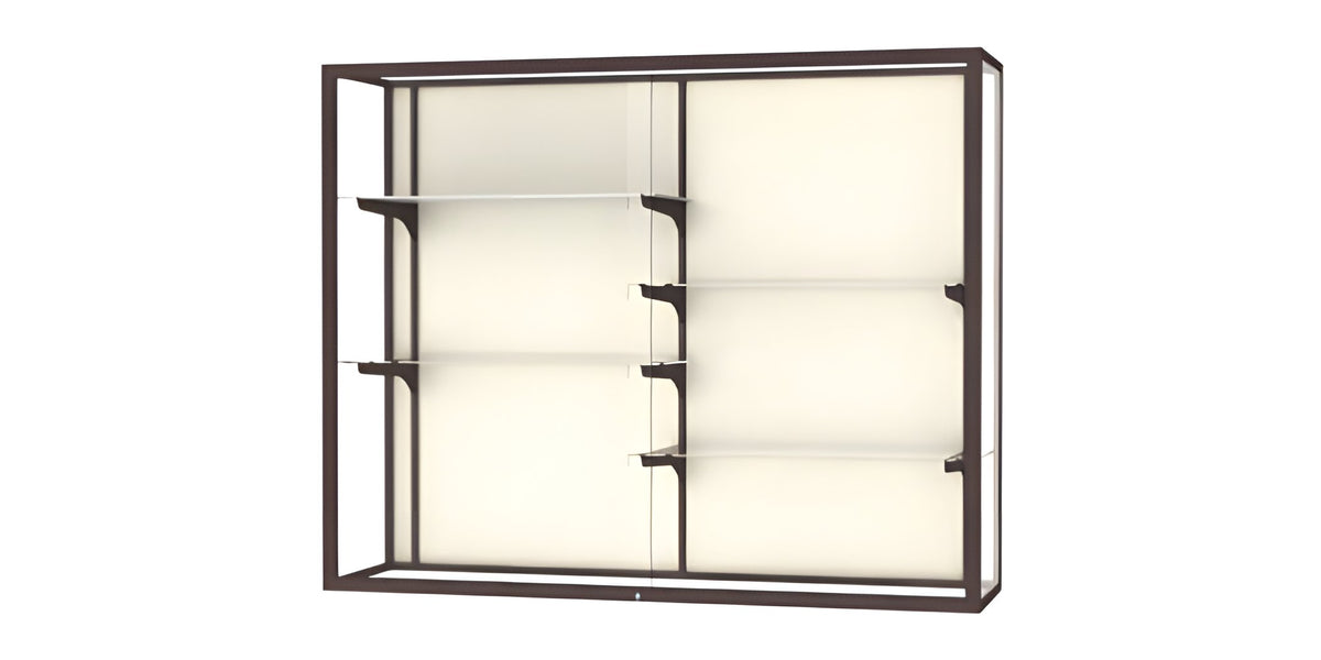 Champion Wall-Mounted Display Case w/ Plaque Fabric Back and Dark Bronze Aluminum Frame, 48"H x 60"W x 16"D