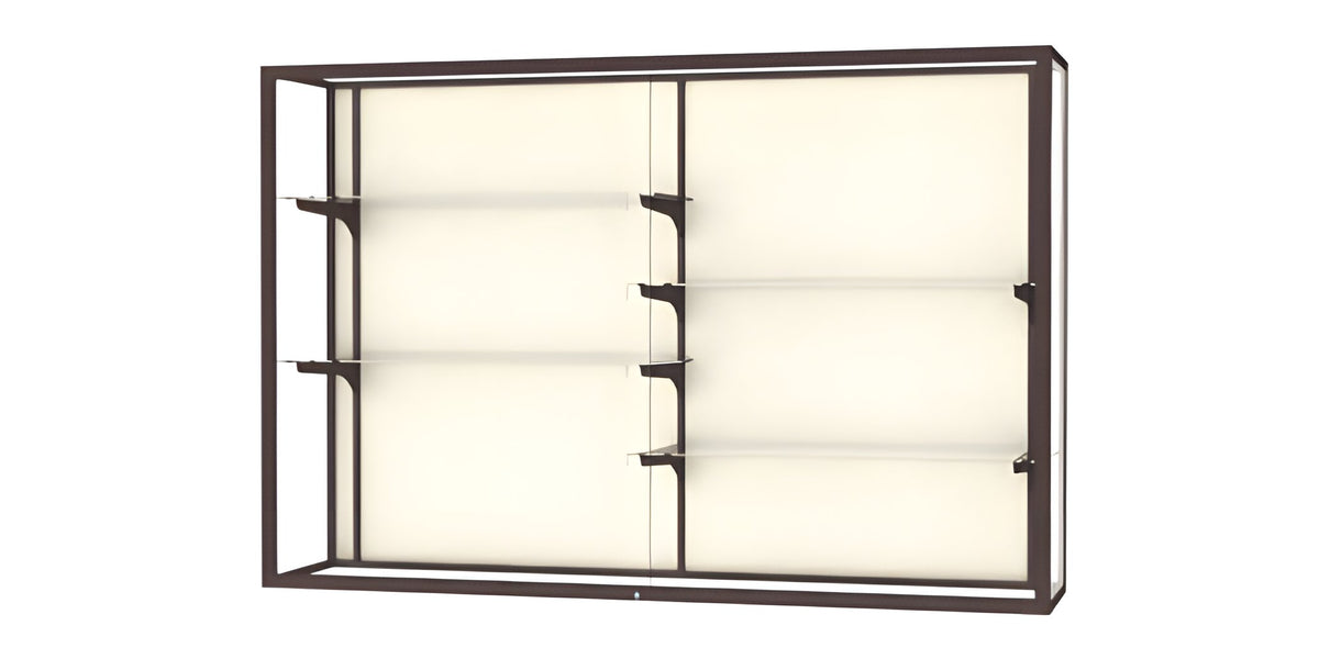 Champion Wall-Mounted Display Case w/ Plaque Fabric Back and Dark Bronze Aluminum Frame, 48"H x 72"W x 16"D