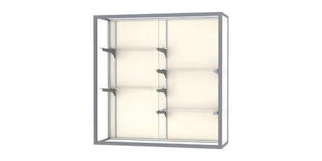 Champion Wall-Mounted Display Case w/ Plaque Fabric Back and Satin Natural Aluminum Frame, 48"H x 48"W x 16"D