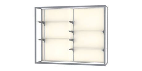 Champion Wall-Mounted Display Case w/ Plaque Fabric Back and Satin Natural Aluminum Frame, 48"H x 60"W x 16"D