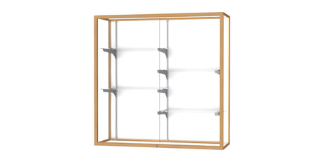 Champion Wall-Mounted Display Case w/ White Laminate Back and Champagne Aluminum Frame, 48"H x 48"W x 16"D