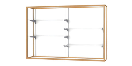Champion Wall-Mounted Display Case w/ White Laminate Back and Champagne Aluminum Frame, 48"H x 72"W x 16"D